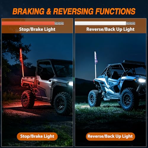 Image of Nilight LED Whip Light 1PC 5FT Spiral RGB Antenna Whips with Spring Base, App /Remote Control DIY Chasing Patterns Brake & Reverse Lights for Side by Side ATV UTV RZR Can-Am Buggy Jeep