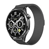GIOPUEY Cinturini Magnetica Compatibile con Honor Watch 6, Cinturino in Acciaio Inossidabile Intrecciato [Magnetico] - Black