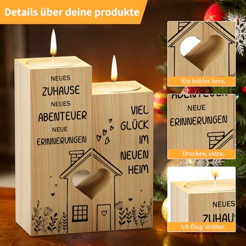 KAAYEE Einzugsgeschenke Wohnung, Kerzenständer Einweihungsgeschenk Geschenk zum Einzug ins Haus, Viel Glück im Neuen Zuhause, Richtfest Geschenk für Freundin Frauen Nachbarn (Einweihungsgeschenk)