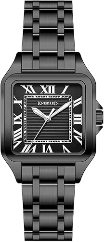 Classic Square Watch for Men with Vintage Roman Numeral and Solid Stainless Steel Band