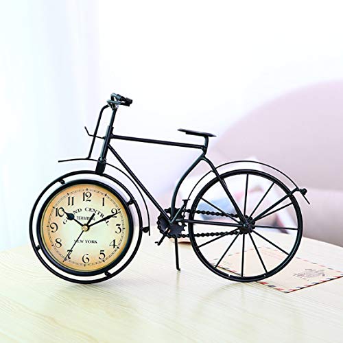 Hanmarigold Reloj con Forma de Bicicleta Vintage Relojes de Mesa silenciosos creativos Retro Decorativo para el hogar para Sala de Estudio Café