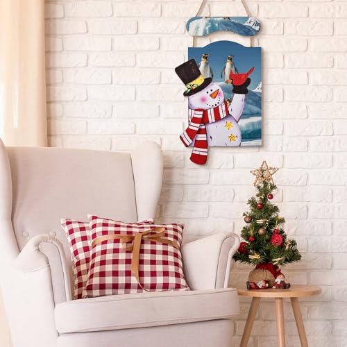 Peintures pingouins sur l'iceberg en bois, le cadeau idéal pour déco de Noël