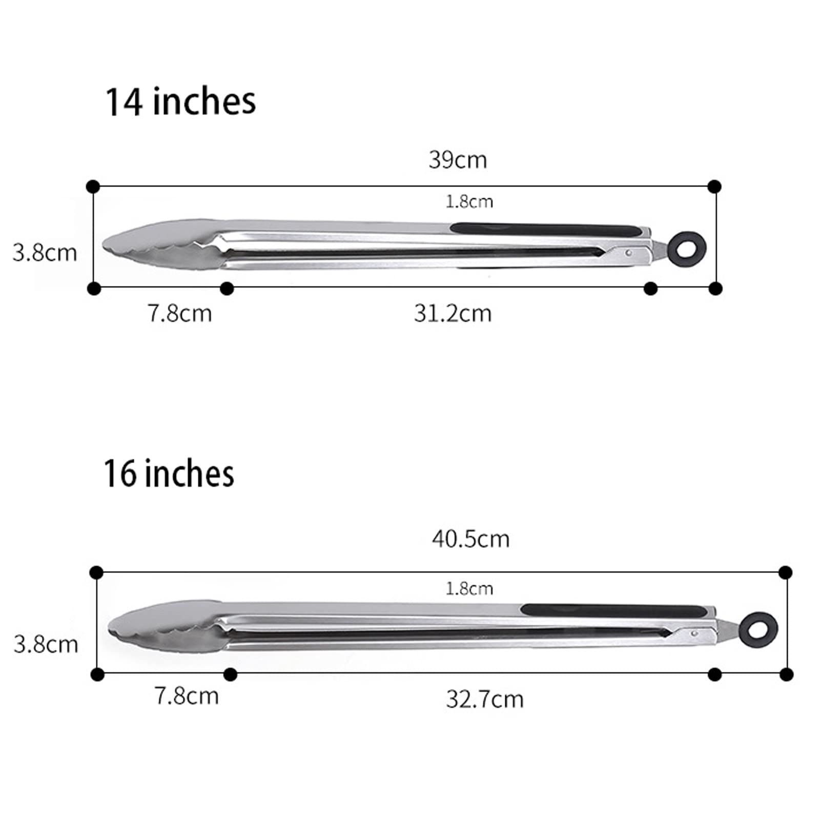 Pinza da Cucina Semplice atmosferica Clip per Barbecue Clip per Insalata Servire Cibo Pinza da Cucina in Metallo in Acciaio Inossidabile Clip di bloccaggio da Cucina (16 Pollici)
