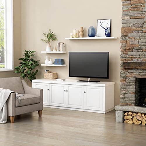 White Floating Shelves For Wall Decor, 24 Inches Long Wall Shelves For Bedroom Storage, Large Deep Wall Mounted Shelves For Bathroom Towels, Laundry Living Room, Kitchen, Closet, Set Of 3 #TOP3