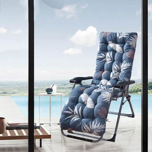 Waterproof Patio Lounge Chair Cushion, 67 Inch Indoor Outdoor Floral Printed Sun Lounger Pad Replacement with Ties, Rocking Chair Sofa Cushion Non-Slip High Back Chair Cushions,E - Image 2