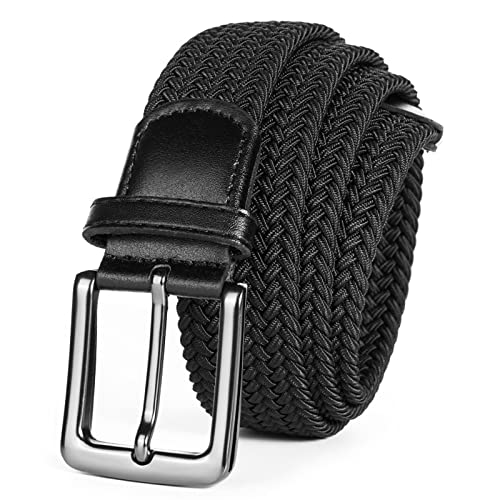 Image of AXKAL Golf Belt Men Elastic Braided Belt Unisex Men Women Value Pack, Men’s Elastic Stretch Woven (45''(115cm) Fits Waist 38''-42'', Black)