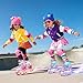 Girls Roller Skates for Little Kids Toddler Ages 5-8 4 5 6 7, 4 Size Adjustable Rainbow Unicorn Quad Skates with All Light Up Wheels - Best Birthday Gift for Outdoor Sports