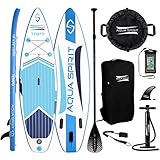 AQUA SPIRIT iSUP Stand up Paddle Gonflable Surf Planche de Paddle pour Adulte Unisexe Débutant et intermédiaire 300x80x12.5cm Charge Max 115KG avec Pagaie Réglable, Matelas à Langer, Sac de Transport
