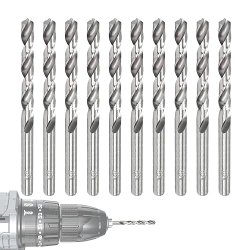 Pequeñas brocas - sin revestimiento ángulo de punta herramientas para carpintería 135 grados, juego de brocas de 10 piezas, para metal, aluminio, hierro, muebles, sanitarios, madera, bricolaje