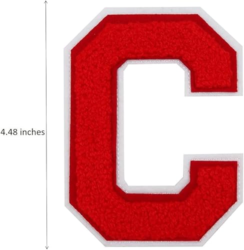Miniatura 2 de Varsity Letter Parche de felpilla bordado, letras rojas (Ret-C)