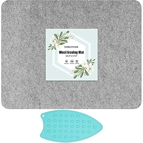 SMRONAR 43 x 34cm Woll-Pressmatte zum Quilten, Neuseeland-Wolle, Wollfilz-Bügelmatte Bügelunterlage, Woll-Bügelmatte, Tragbare Wollpressmatte, gefilztes Bügelbrett für Quilter Cover