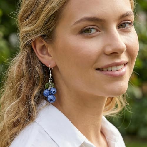 Boucles d'oreilles myrtille pendantes femme accessoire costume - 4