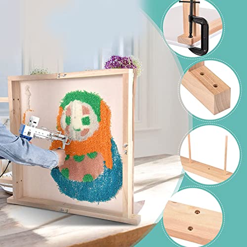 Jiawu Tufting Frame for Rug Making, Rug Tufting Frame for Rug Gun, Wooden Tufting Frame Rug Making Supplies, DIY Craft Making Table Stand Frame Carpet Tool, Easy Installation