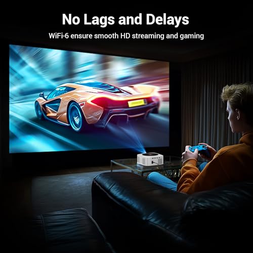 Image of HAPPRUN 1500 ANSI Lumens Outdoor Projector with Built-in Streaming Apps, 4K Decoding Resolution, Auto Focus, Dolby Audio, Smart Projector with WiFi 6 and Bluetooth 5.2, Indoor Home Theater