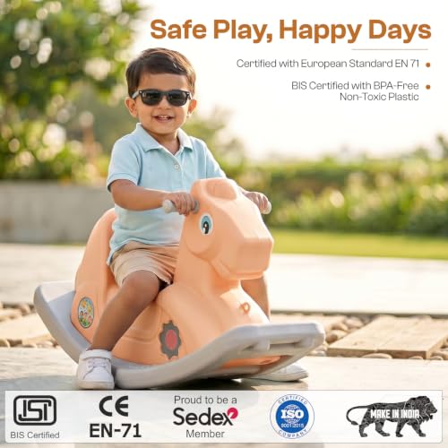 Image of Toyzone 2 in 1 Royal Horse Ride On - Pink| Baby Rocker with Comfortable Seat & Back Support | Durable Child-Safe Design | Smooth Rocking Base | Indoor Play Toy | 1-4 Years