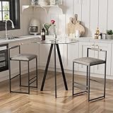 【MODERN DINING ROOM 3-PIECE SET】This small dining table 3-piece set includes a bar table and 2 barstools with simple styling and minimalist design that can fit almost anywhere in your home. 【STABLE BAR TABLE】Powder-coated iron legs and triangular bas...