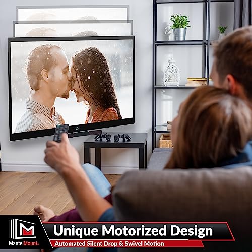 Mantelmount MM815 Motorized Remote Control Pull Down Tv Mount With Automated Swivel | Above Fireplace Mount thumb #5