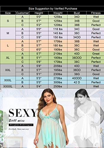 Avidlove Lingerie for Women Bridal Sleepwear Sexy Lengire Sheer Nightie Appple Green M
