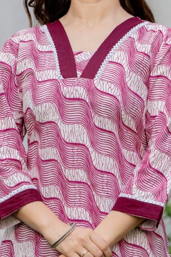 Image of New Cotton Leaf Printed Casual Straight Kurta for Women | Women Formal Kurti