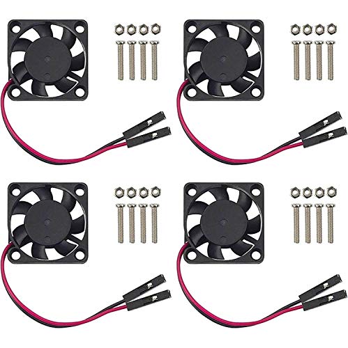AOICRIE 4Pcs for Raspberry Pi 4 Quiet Fan, DC 5V 3.3V Brushless CPU Cooling Fan with for Raspberry Pi Heatsink for Raspberry Pi 4B / 3B+ / 3B/ Zero/Zero W or Other Robot Project