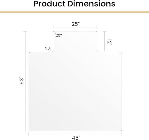 Miniatura 3 de VSARHouse - Tapete para silla de oficina de vidrio templado irregular con labio, tapete de vidrio de 53 x 45 pulgadas para alfombras o suelos duros,