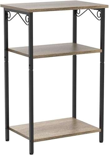 Hoctieon Mesa auxiliar alta de 3 niveles mesa de noche delgada mesa auxiliar estrecha con almacenamiento mesita de noche alta para espacios pequeños