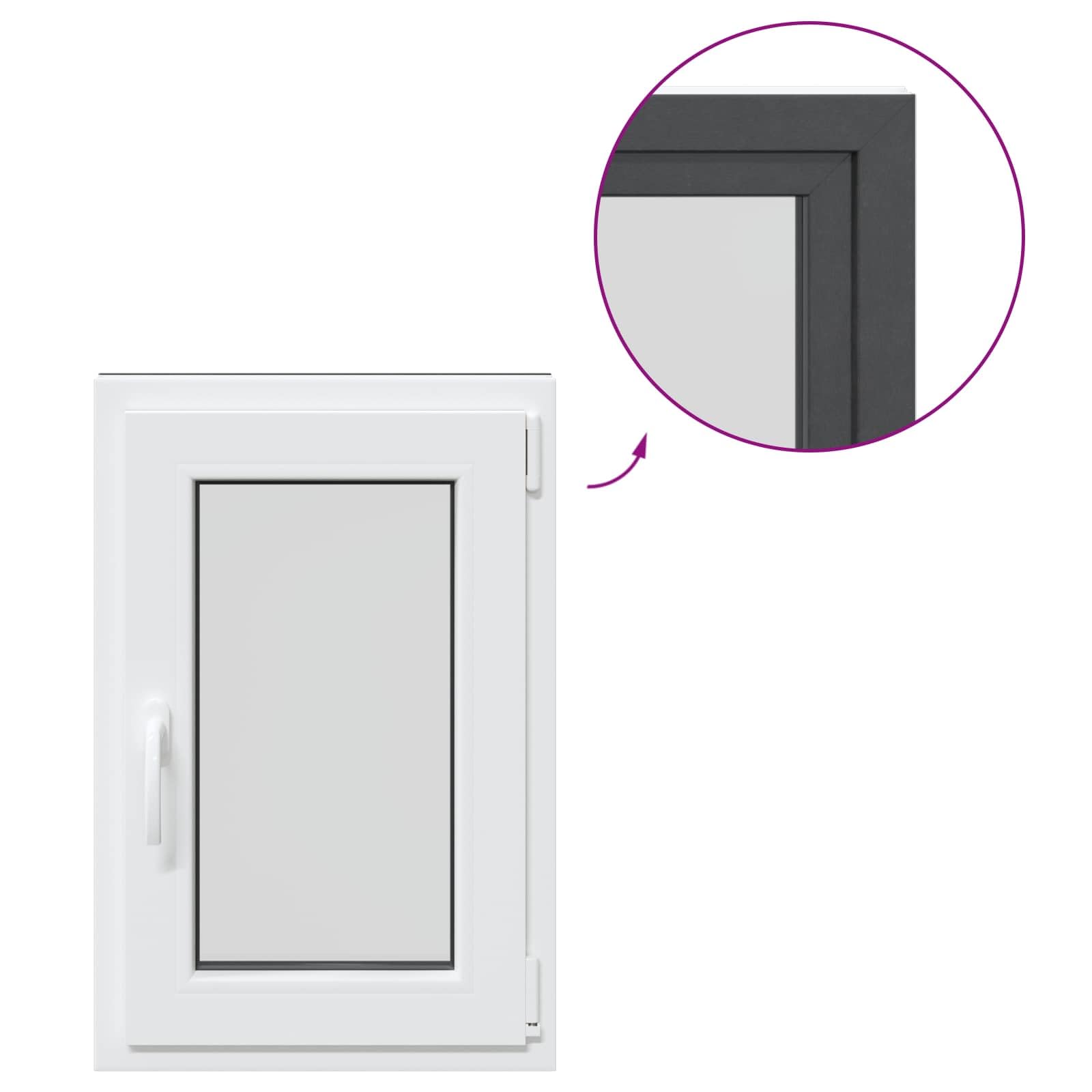 vidaXL Tilt & Turn Basement Window RISOR 50 x 75 cm PVC and Glass, Anthracite, 50 x 75 cm (two-layer) - Image 7