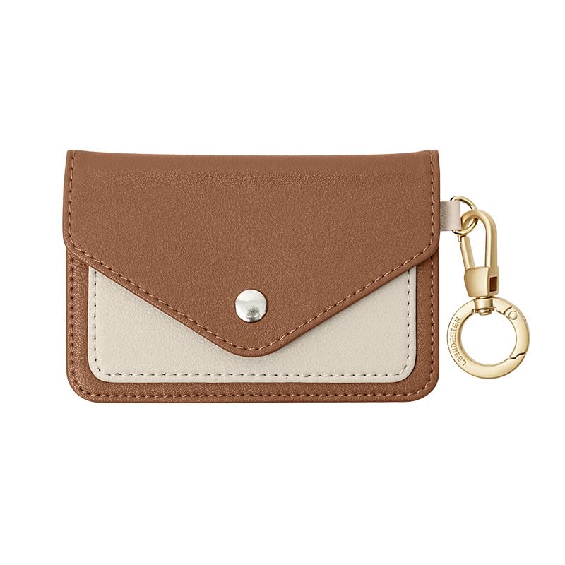 Cute Everyday Card Holder for Women & Girls with Belt Loop,Slim Wallet with Metal Clasp for Transit Cards,ID,Gym Access,Organizer Gifts for Girls(Brown)