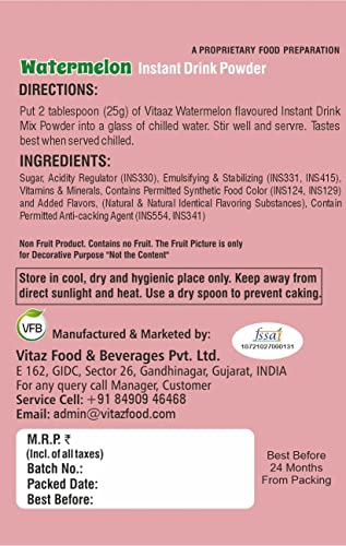 Image of VITAZ Instant Fruit Drink Powder - HDPE Watermelon 2.5 Kg Jar