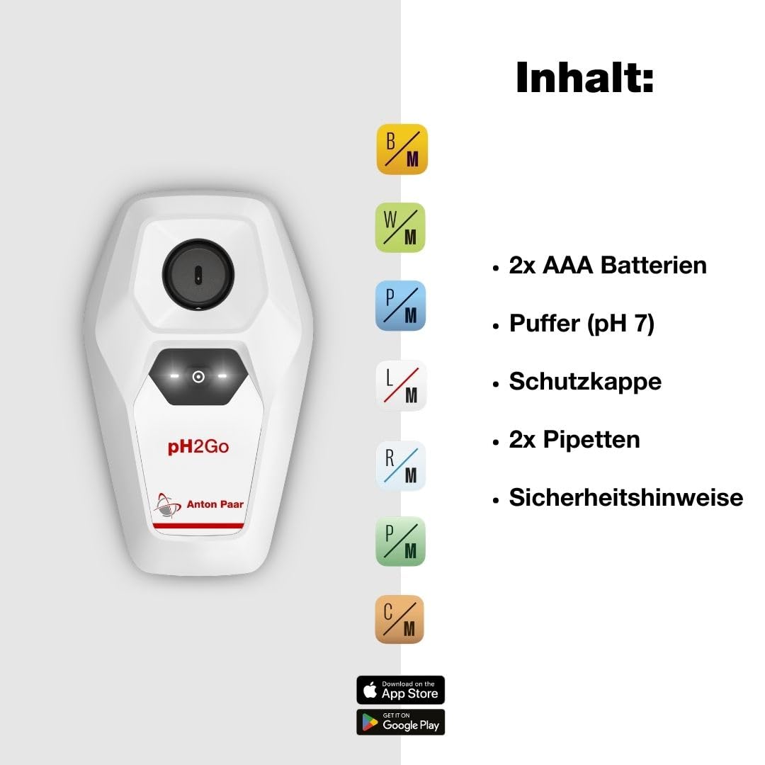 pH2Go - Digitales pH-Messgerät von Anton Paar – glasfreier ISFET-Sensor, einfache Kalibrierung (ATC), hohe Genauigkeit, iOS/Android App | Hydroponik, Aquarien, Pools, Wasserqualität, Bier, Wein