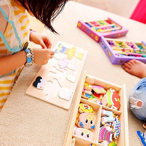 Itian 72 Pieces Wooden Wooden Bear Family Dress-Up Puzzle Games with Storage Case Educational Toy for Children 5 512eXSmaLGL. AC