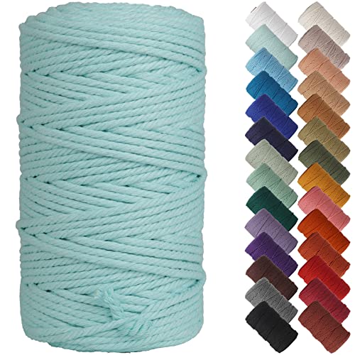 Cuerda de macramé de color azul de 4 mm e hilo de algodón resistente de 109 yardas 2