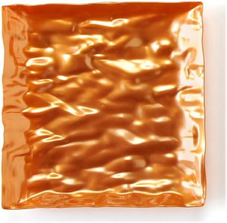 Square Plastic Dessert/Salad/Appetizer/Entree Plates Copper 6.25 Inch 120ct Elegant Wedding Plate