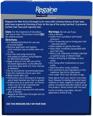 Regaine for Men Extra Strength Hair Loss & Hair Growth Scalp Solution with Minoxidil,3 Month Supply, 3 Units x 60 ml [Packaging May Vary]