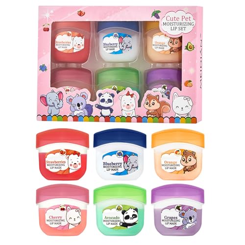 Lip Balm Set, 6 Packs Lips Moisturizer Lip Mask Overnight Lip Balm Multipack Lip Care For Cracked, Dry Lips, Lip Repair Clear Lip Gloss Plumping Lip Oil,Gift Set For Women Girls