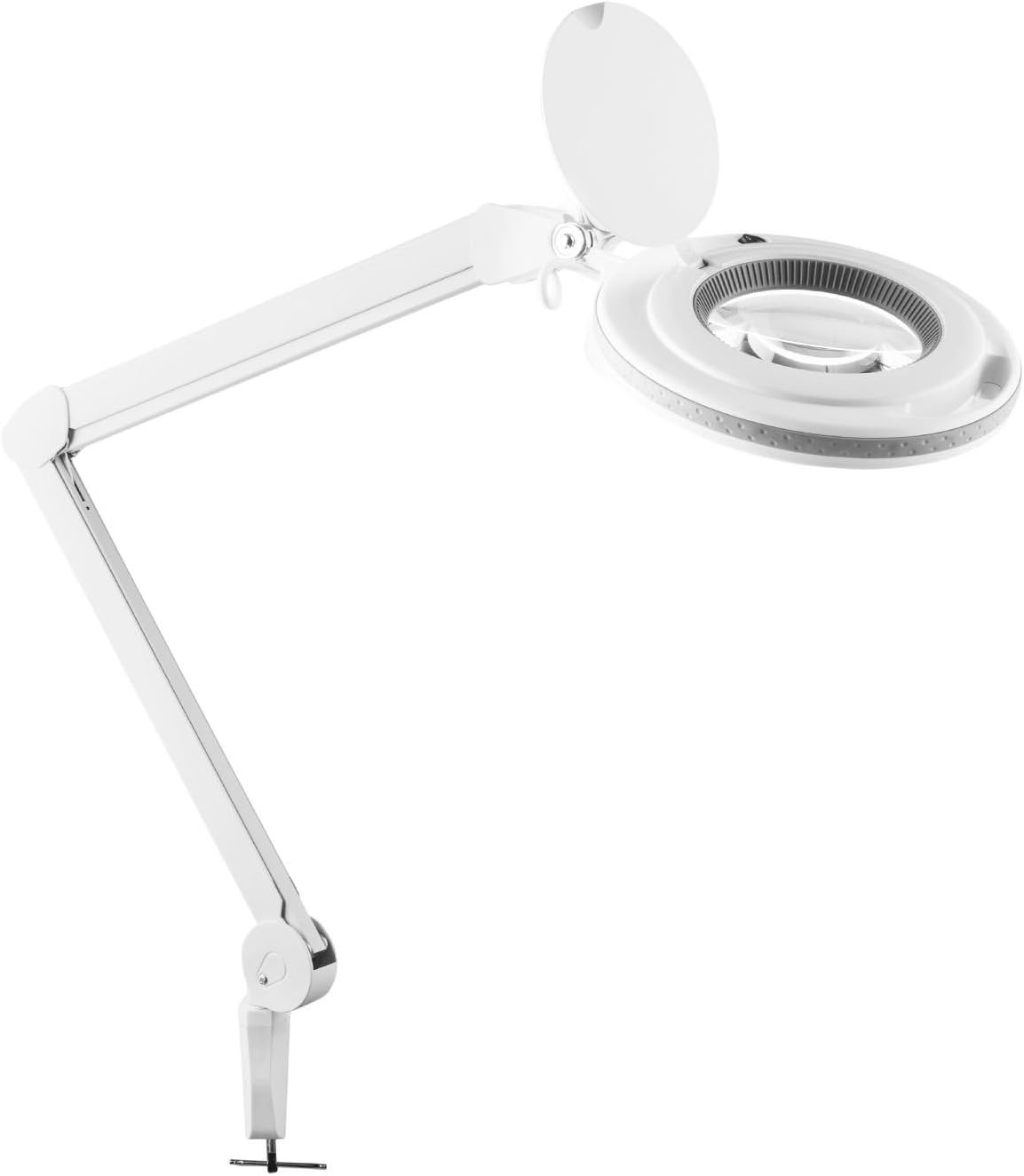 Lightcraft TeleLux Magnifying Lamp Tube Energy-Saving For Cosmetic Applications or Model-Building (22W, 5 Diopters and 12.5cm Real Glass Lens, 88cm Flexible Arm 3 Joints and Swivel-Head) - White