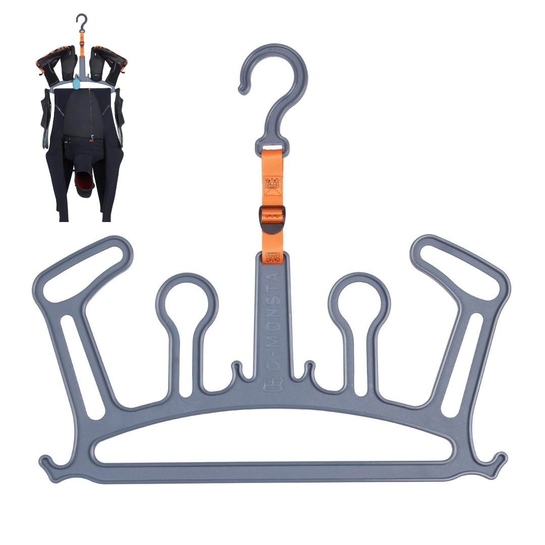 c-monsta Wetsuit Hanger is a Quick Drying Heavy Duty Hanger for Wetsuit, Gloves and Boots (V2 Grey)