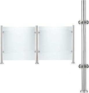 Garden Deck Stairway Fencing Clamp Posts Stairs Deck Glass Balustrade Railing Post, Round 304 Stainless Steel Banister Fence Pole, Garden Patio Fencing Post, for 10 MM / 12 MM Thick Panel ( Color : Co