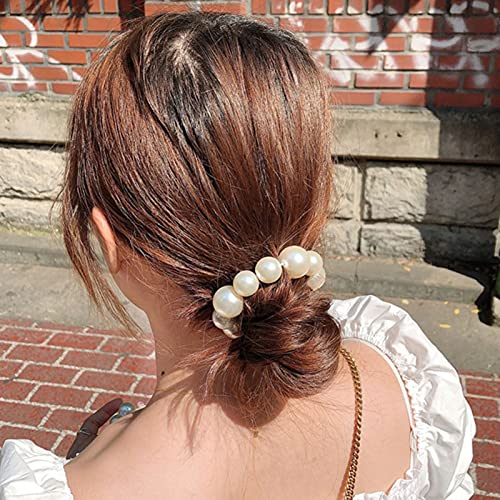 Walbest Hair Tie, Big Faux Pearl Hair Tie Smooth Resin Stretchy White Women Hair Rope Hair Accessories Hair Scrunchie #TOP2