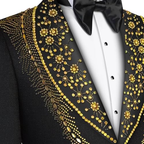 Men's 2 Piece Suit One Button Single Breasted Slim Fit Party Blazer Beaded Prom Wedding Suits Pants Set for Men2