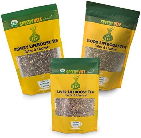 Speedyvite Tea Total Detox & Cleanse Combo: Blood Cleansing Tea 4oz + Kidney Bladder Tea 4oz + Liver Detox Tea 4oz Natural Herbal Supplement