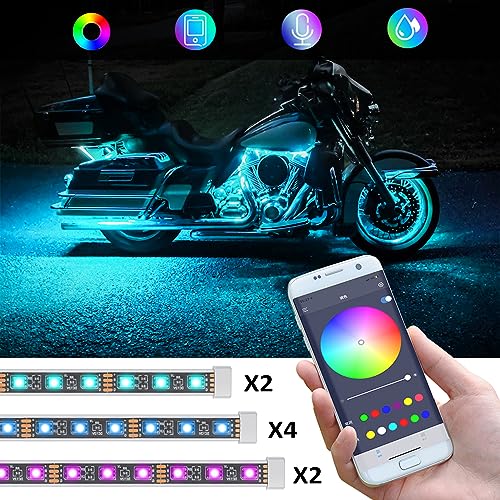 Luz LED colorida para motocicleta con control de aplicación y brillo ajustable 4