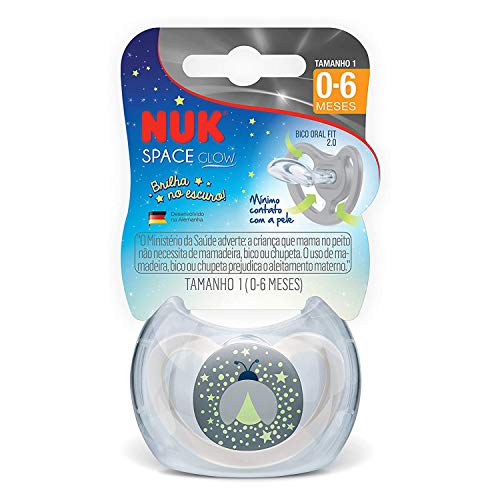 Chupeta NUK Space Glow Silicone Neutral S1, NUK, Branco