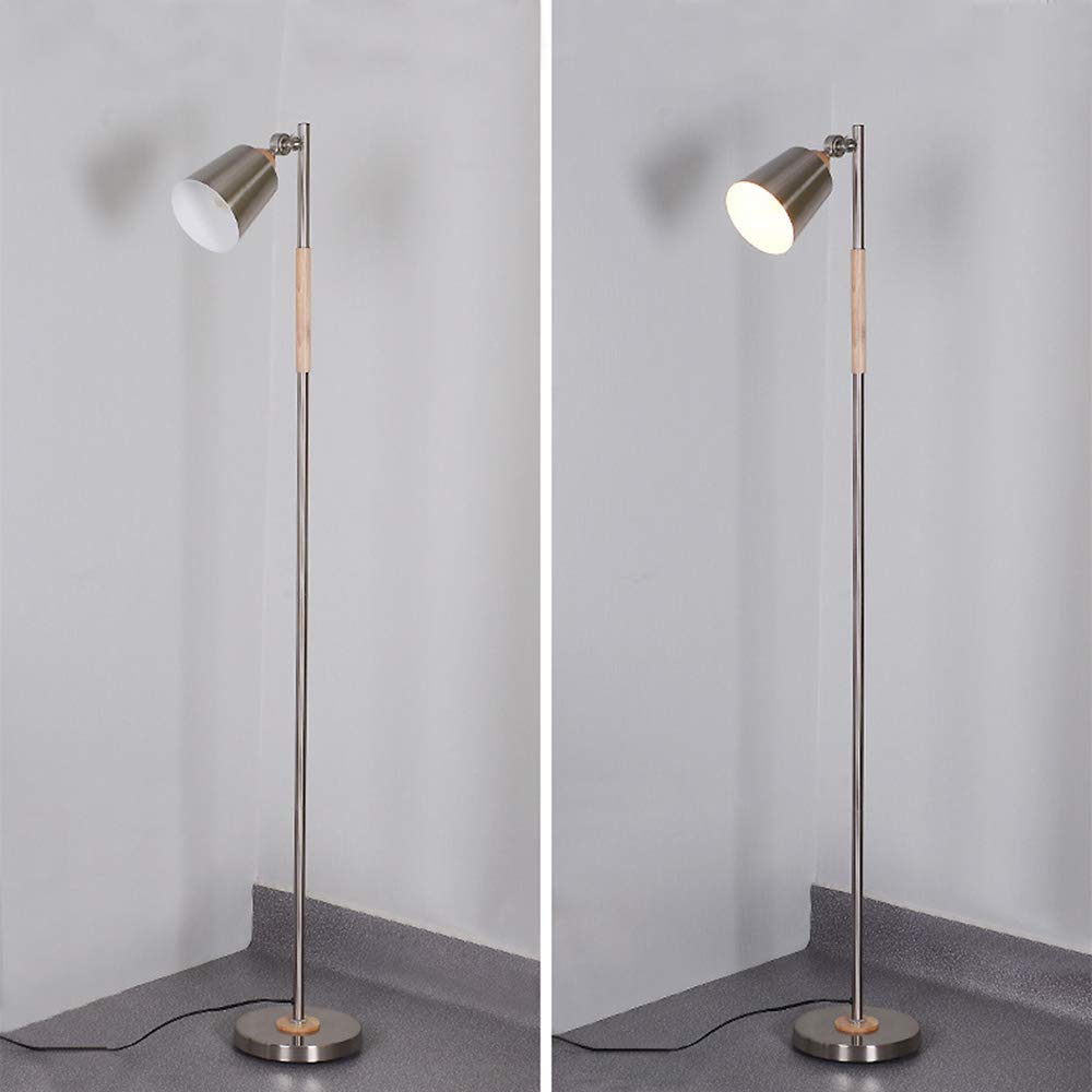 Lampada da Terra Moderna a LED, Lampada da Terra Argentata Regolabile con Base in Metallo Spesso, interruttori a Pedale, Bianco Caldo 3000K, Attacco E