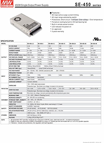 Mean Well SE-450-3.3 fuente de poder 247.5W 3.3V 75A miniatura 2
