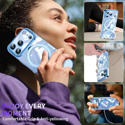 Image of Magnetic for iPhone 5 Pro Case with Invisible Stand[Compatible with MagSafe][Full Camera Lens Protector][Military Drop Protection] Shockproof Not Yellowing Clear Slim Soft for Women Men