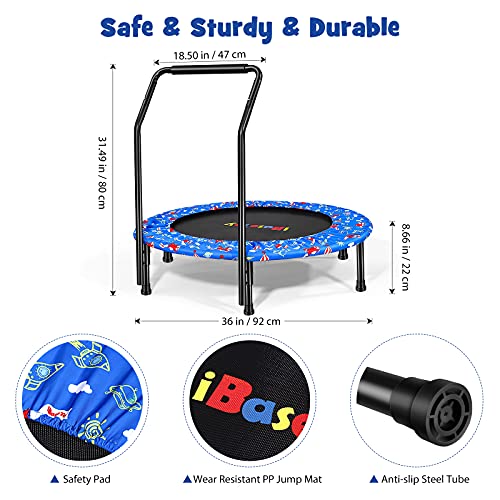 Toddler Trampoline- Mini Foldable Trampoline for Kids with Handle and Safety Cover - Indoor Outdoor Small Kids Trampoline for (Play/ Exercise/ Jump)