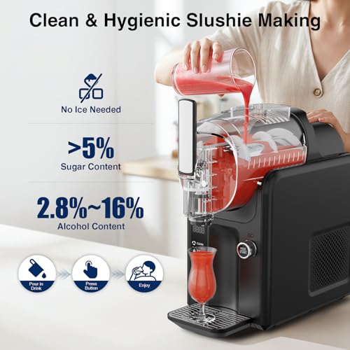 Image of Slushie Machine & Ice Cream Maker Machine 2-IN-1, 6 Modes for Smoothies, Milkshakes, Cocktails, Margarita, and Ice Cream, No Ice Needed, Self-Cleaning, For Home Use