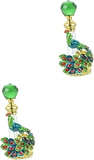 HEALLILY Scent Bottles 2pcs Retro Scent Middle for Decorative or Date Jeweled Bottles Holder Enamel Living Oil Green Middle Eastern Decor