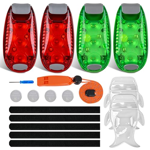 Image of Nilight LED Safety Light 4PCS Red Green Marine Navigation Bike Tail Lights Three Modes Waterproof Reflective Gear Clip On Flash Strobe Indicator Lamp for Night Boating Fishing Cycling Jogging